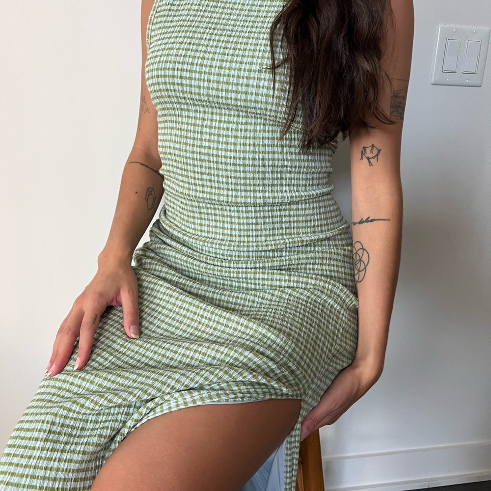 Wilfred Lined Plaid Maxi Dress